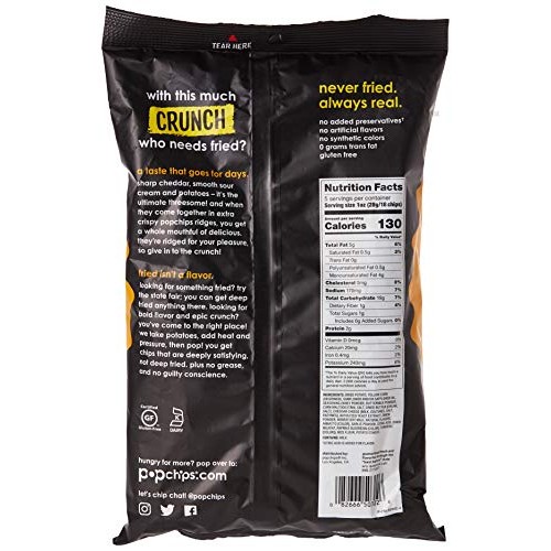 Popchips Ridges, Cheddar &Amp; Sour Cream, 5 Ounce
