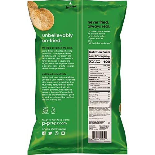 Popchips Sour Cream &Amp; Onion Potato Chips 5 Oz Bags Pack Of 5