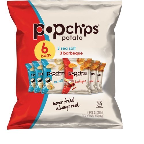 Popchips Variety Single Serve 6 Pack Chip, 4.8 Oz