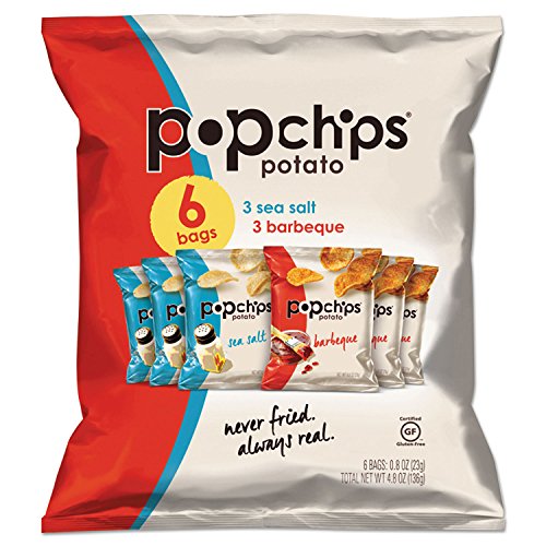 Popchips 21812Pk Potato Chips Bbq/Sea Salt Flavor .8 Oz Bag 6/Pack