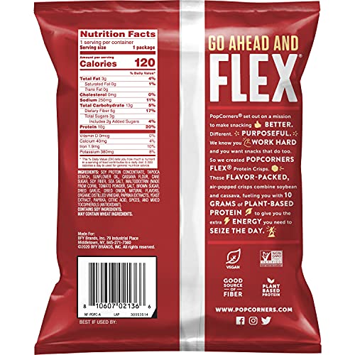 Popcorners Flex Protein Chips Vegan Gluten-Free Snacks, Barbecue