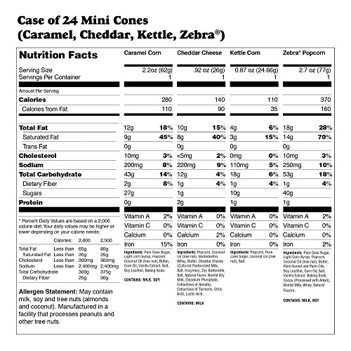 Popcornopolis Gourmet Popcorn Mini Cone Premium 24 Pack - Includ
