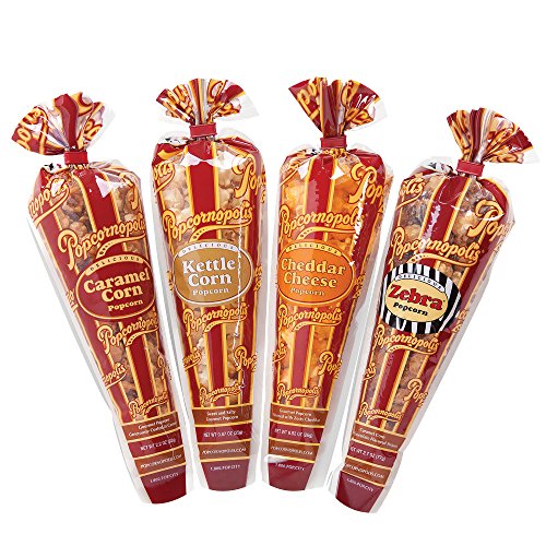 Popcornopolis Gourmet Popcorn Mini Cone Premium 24 Pack - Includ