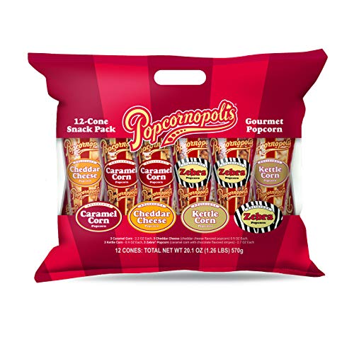 Popcornopolis Popcorn 12 Cone Snack Pack Gift Cone