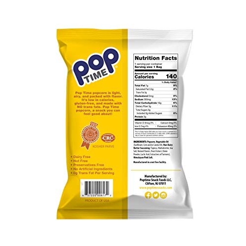 Poptime Kettle Cooked Popcorn - Butter, 1Oz Bags 24 Pack, Non-