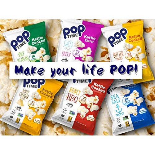Poptime Kettle Cooked Popcorn - Butter, 1Oz Bags 24 Pack, Non-