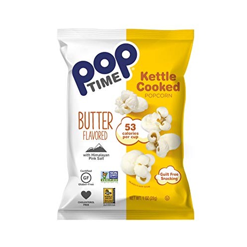 Poptime Kettle Cooked Popcorn - Butter, 1Oz Bags 24 Pack, Non-