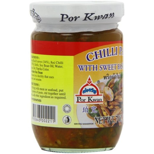 Por Kwan - Chilli Paste With Sweet Basil Leaves Net Wt 7 Oz