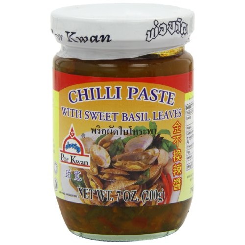 Por Kwan - Chilli Paste With Sweet Basil Leaves Net Wt 7 Oz