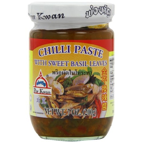 Por Kwan - Chilli Paste With Sweet Basil Leaves Net Wt 7 Oz