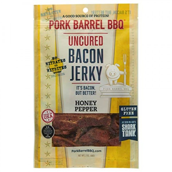 Pork Barrel BBQ Uncured Bacon Jerky, Honey Pepper, Perfect Kick ...