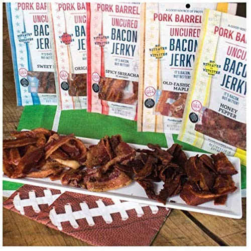 Pork Barrel Bbq Uncured Bacon Jerky, Spicy Sriracha Jerky, Srira