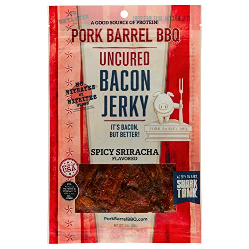 Pork Barrel Bbq Uncured Bacon Jerky, Spicy Sriracha Jerky, Srira