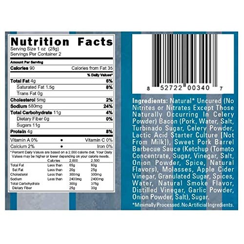 Pork Barrel Bbq Uncured Bacon Jerky, Sweet Bbq Jerky, Tasty, Swe