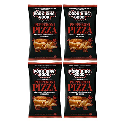 Pork King Good Pepperoni Pizza Pork Rinds Chicharrones 4 Pack...