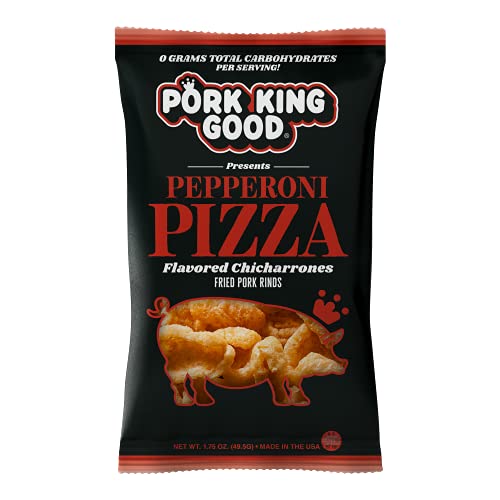 Pork King Good Pepperoni Pizza Pork Rinds Chicharrones 4 Pack...