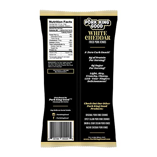 Pork King Good Pork Rinds Chicharrones White Cheddar, 4 Pack