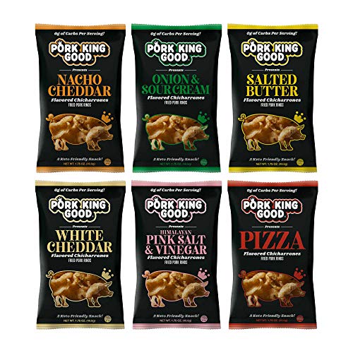 Pork King Good Pork Rinds Variety 6 Pack Chicharrones Keto Snacks