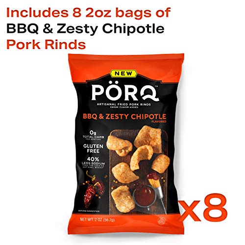 Porq Artisan Fried Pork Rinds - Bbq &Amp; Zesty Chipotle; Keto Frien