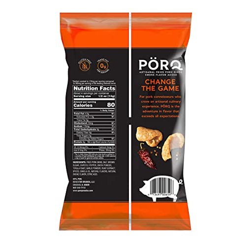 PORQ Artisanal Fried Pork Rinds, BBQ & Zesty Chipotle Flavored w...