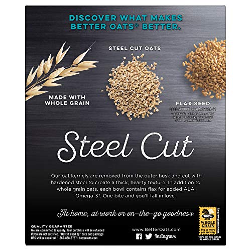 Better Oats Steel Cut Instant Oatmeal With Flax Seeds, Original,