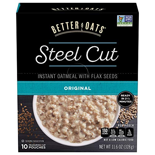Better Oats Steel Cut Instant Oatmeal With Flax Seeds, Original,