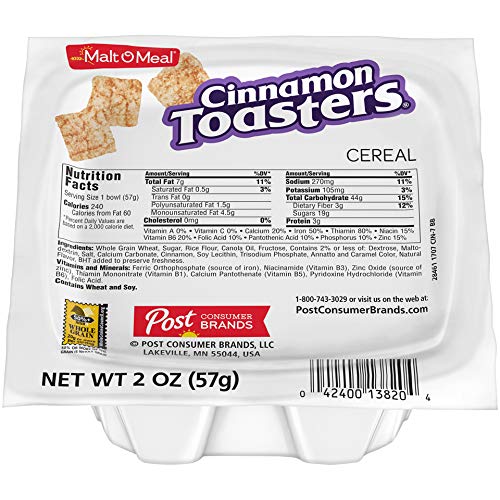 Malt-O-Meal Cinnamon Toasters Breakfast Cereal, 2 Ounce Single S