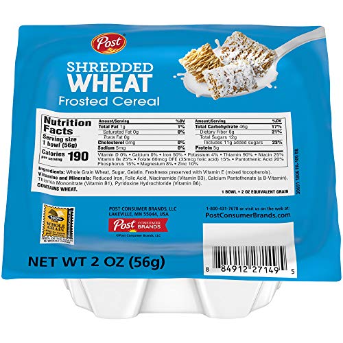 Post Frosted Shredded Wheat, Whole Grain Breakfast Cereal, Ligh