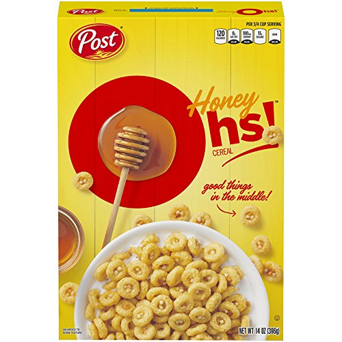 Post Honey Oh!S Cereal, Filled Ohs Breakfast Cereal, 14 Ounce P