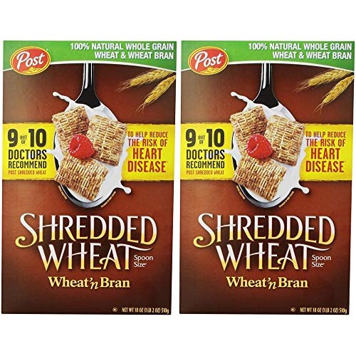 Post, Shredded Wheat, Wheat &Amp; Bran Cereal, 18 Oz - 2 Pack