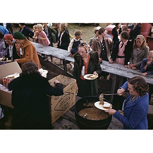 New Mexico Barbeque 1940 Nserving Pinto Beans At A Barbeque In P