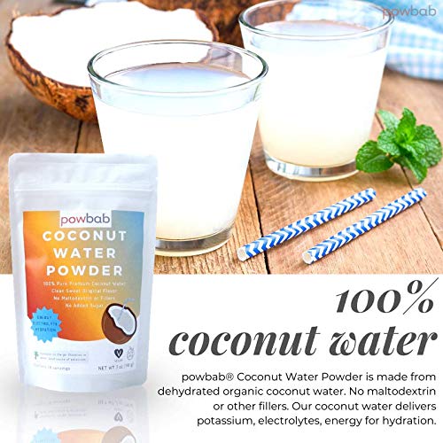 Powbab Coconut Water Powder From 100% Organic Coconut. Pure Raw