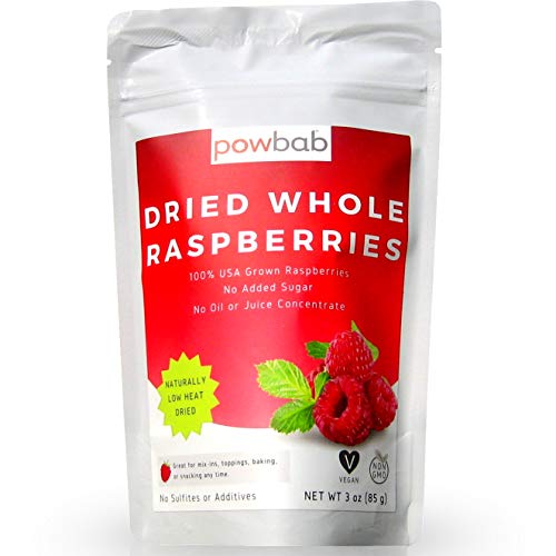 Powbab Dried Raspberries Whole From 100% Usa Grown Organic Raspb