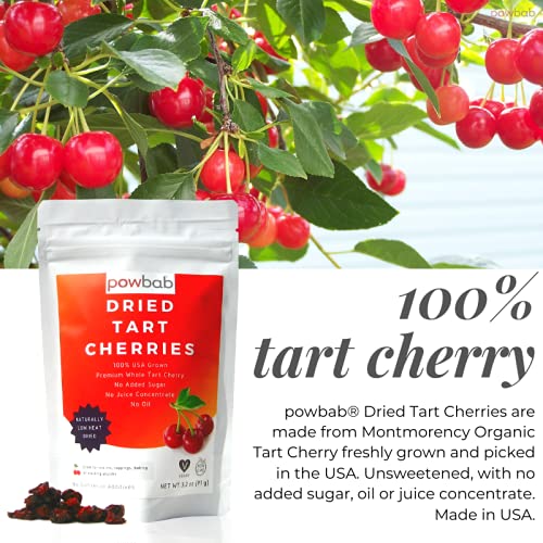 powbab Dried Tart Cherries Unsweetened - 100% USA Grown Organic ...
