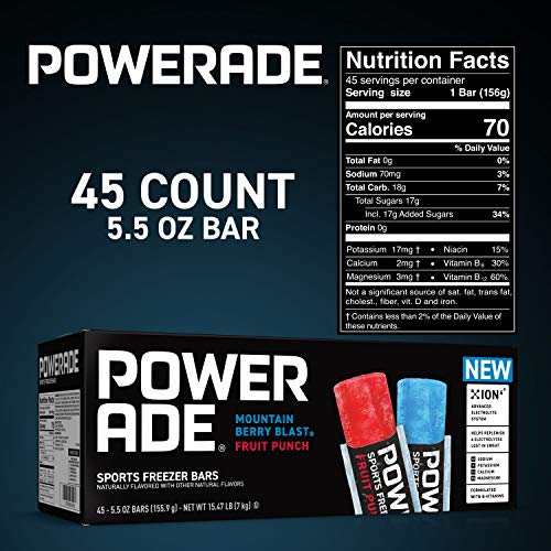 POWERADE Sports Freezer Bars, Giant Sized 5.5 oz Refreshing Ice ...