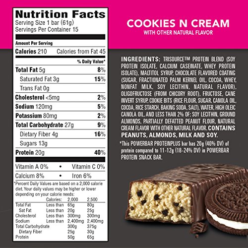 Powerbar Protein Plus Bar, Cookies &Amp; Cream, 2.15 Ounce Pack Of 15