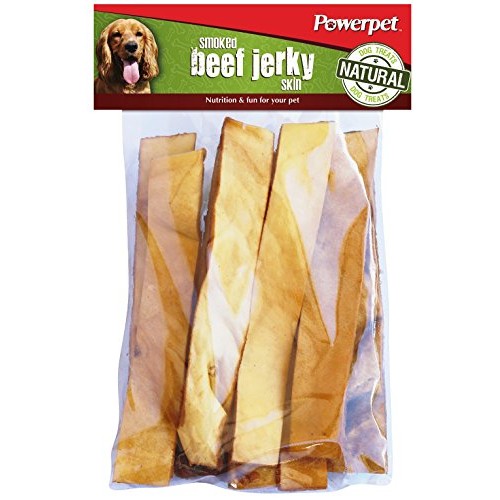 Powerpet All Natural Smoked Beef Jerky Skin 8Oz, Premium Dog Treats