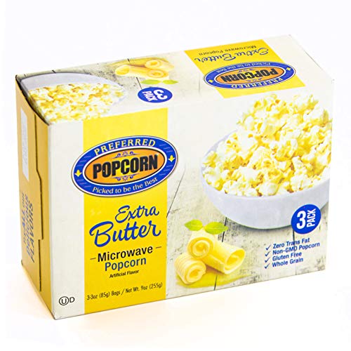 Preferred Popcorn Extra Butter Microwave Popcorn, 36 Pack, Non-G