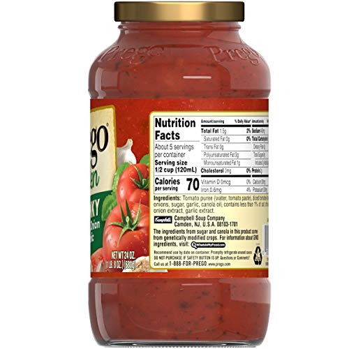Prego Chunky Tomato With Garlic And Onion Pasta Sauce, 24 Oz Jar
