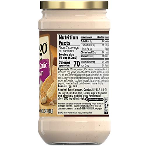 Prego Pasta Sauce, Alfredo Sauce With Roasted Garlic And Parmesa Prego Pasta Sauce, Alfredo Sauce With Roasted Garlic And Parmesa