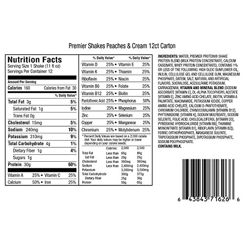 Premier Protein 30G Protein Shakes, Peaches &Amp; Cream 11 Fl. Oz,