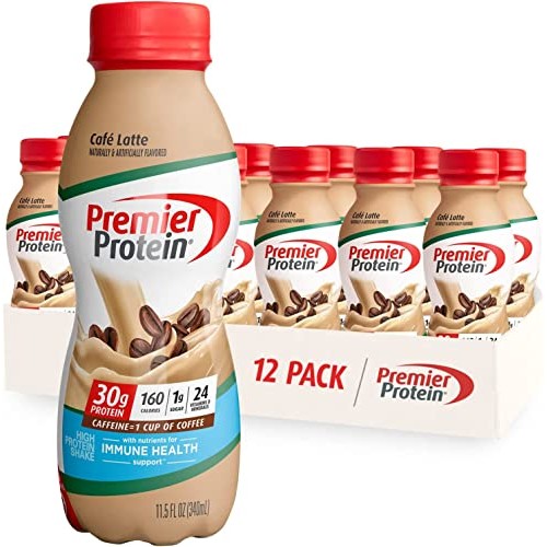 Premier Protein Shake, Café Latte, 30g Protein, 1g Sugar, 24 Vit...
