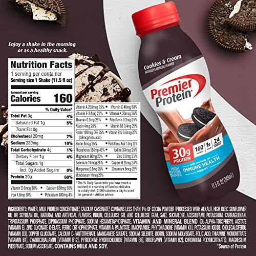 Premier Protein Shake, Cookies & Cream, 30g Protein, 1g Sugar, 2...