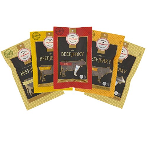 Aufschnitt Grass Fed Beef Jerky - Variety Pack - 5 Pack 2 Oz Ea