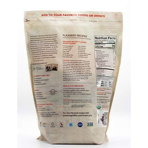 Premium Gold Organic Ground Flax Seed | High Fiber Food | Omega