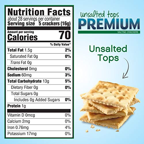 Premium Unsalted Tops Saltine Crackers, 16 Oz