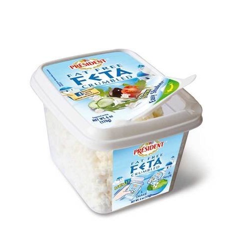 President Plain Fat Free Feta Cheese Crumble, 6 Ounce -- 8 Per C