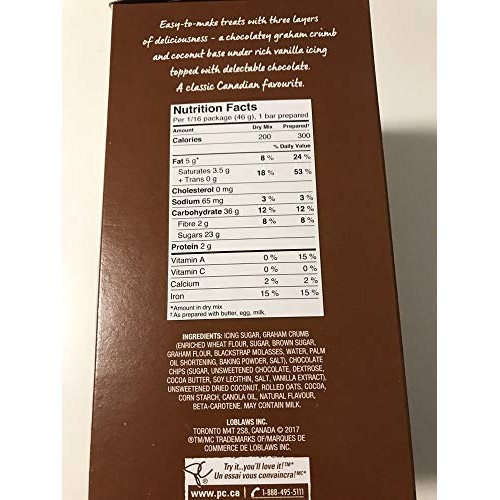 Presidents Choice Nanaimo Bar Baking Mix 740G {Imported From Ca