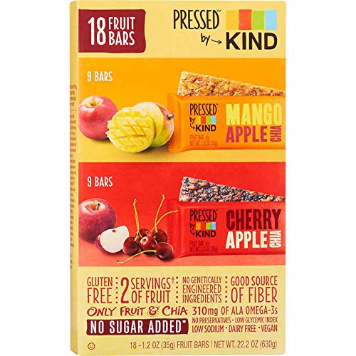 Pressed By Kind Fruit Bars, Cherry Apple Chia, Mango Apple Chia,