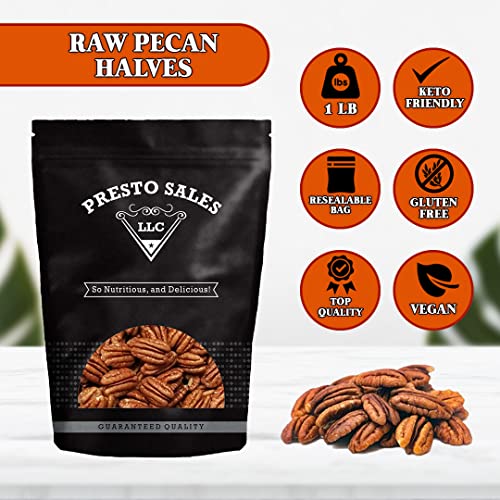 Presto Sales Pecan Halves 16 oz | Raw, USA, Unsalted, Natural | ...